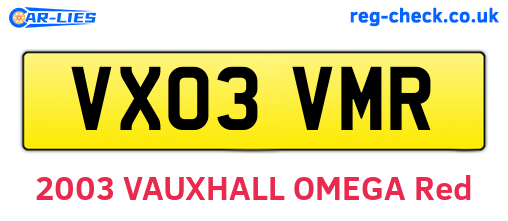 VX03VMR are the vehicle registration plates.