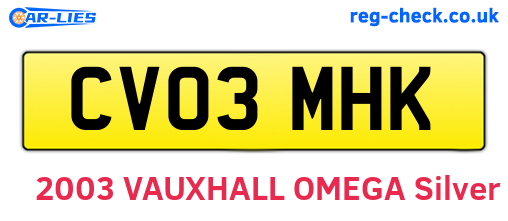 CV03MHK are the vehicle registration plates.