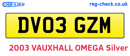 DV03GZM are the vehicle registration plates.