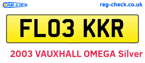 FL03KKR are the vehicle registration plates.