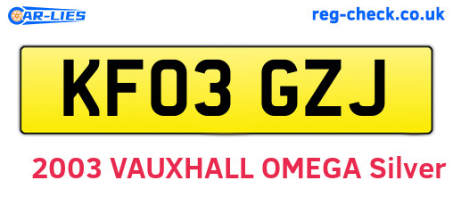 KF03GZJ are the vehicle registration plates.