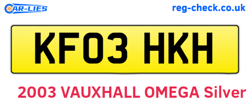 KF03HKH are the vehicle registration plates.