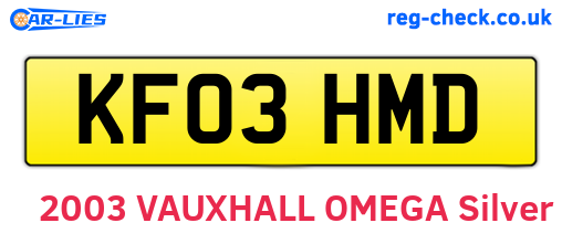 KF03HMD are the vehicle registration plates.