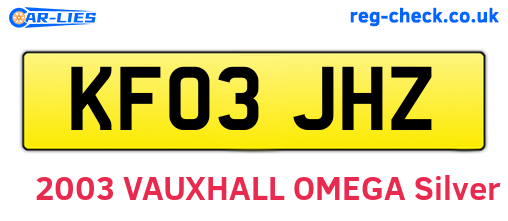 KF03JHZ are the vehicle registration plates.