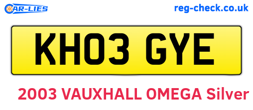 KH03GYE are the vehicle registration plates.