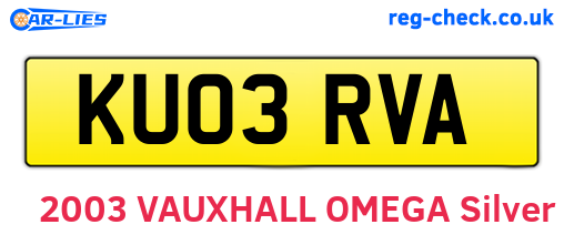 KU03RVA are the vehicle registration plates.