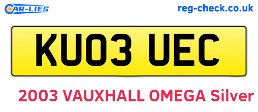 KU03UEC are the vehicle registration plates.