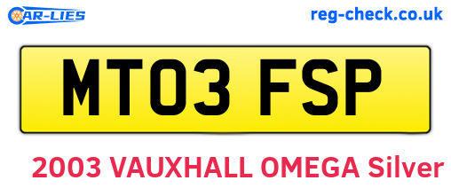 MT03FSP are the vehicle registration plates.