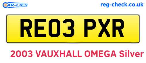 RE03PXR are the vehicle registration plates.