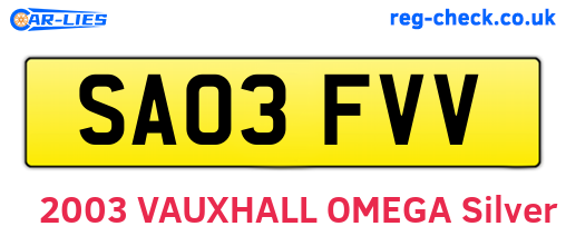 SA03FVV are the vehicle registration plates.