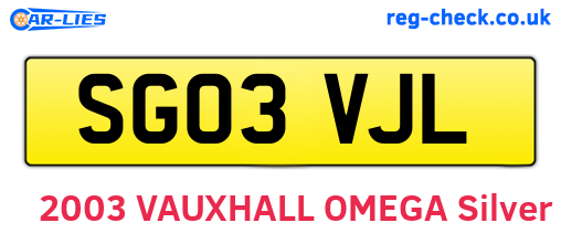 SG03VJL are the vehicle registration plates.