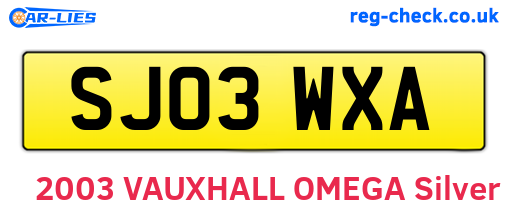 SJ03WXA are the vehicle registration plates.