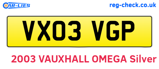 VX03VGP are the vehicle registration plates.