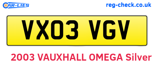 VX03VGV are the vehicle registration plates.