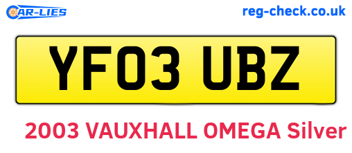 YF03UBZ are the vehicle registration plates.