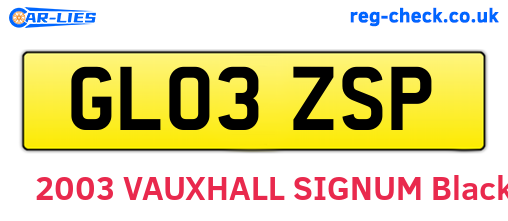 GL03ZSP are the vehicle registration plates.