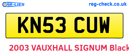 KN53CUW are the vehicle registration plates.