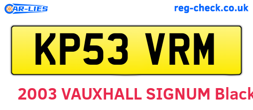 KP53VRM are the vehicle registration plates.