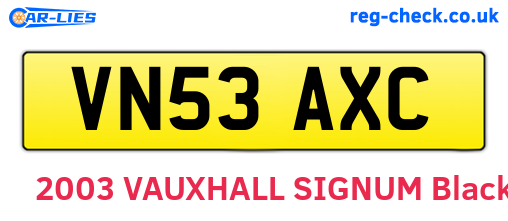 VN53AXC are the vehicle registration plates.