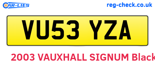 VU53YZA are the vehicle registration plates.