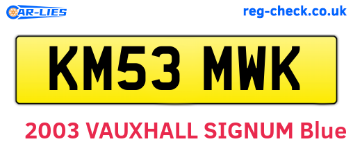 KM53MWK are the vehicle registration plates.
