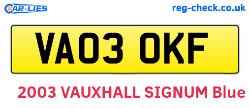 VA03OKF are the vehicle registration plates.