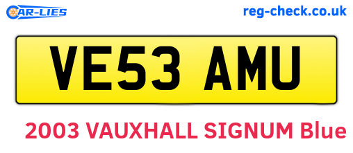 VE53AMU are the vehicle registration plates.