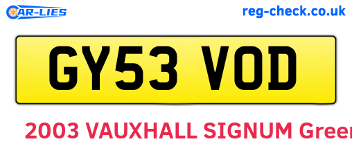 GY53VOD are the vehicle registration plates.