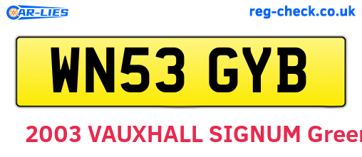 WN53GYB are the vehicle registration plates.