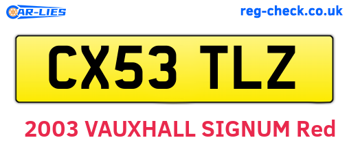 CX53TLZ are the vehicle registration plates.