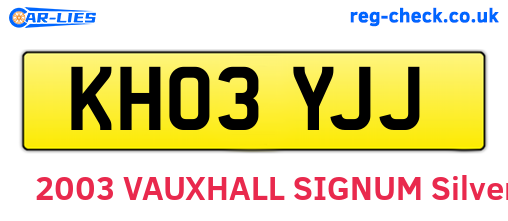 KH03YJJ are the vehicle registration plates.