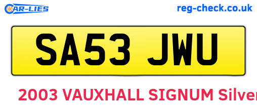 SA53JWU are the vehicle registration plates.
