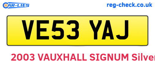 VE53YAJ are the vehicle registration plates.