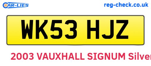 WK53HJZ are the vehicle registration plates.