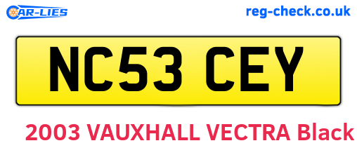 NC53CEY are the vehicle registration plates.