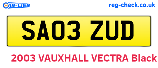 SA03ZUD are the vehicle registration plates.