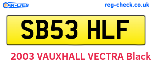 SB53HLF are the vehicle registration plates.