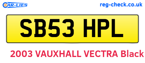 SB53HPL are the vehicle registration plates.