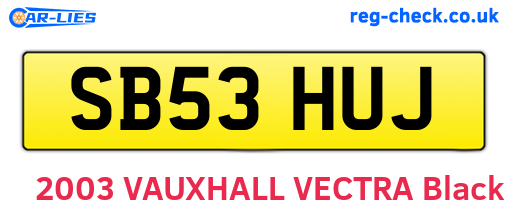 SB53HUJ are the vehicle registration plates.