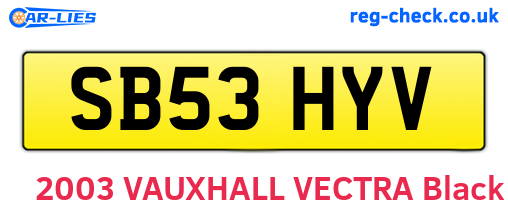 SB53HYV are the vehicle registration plates.