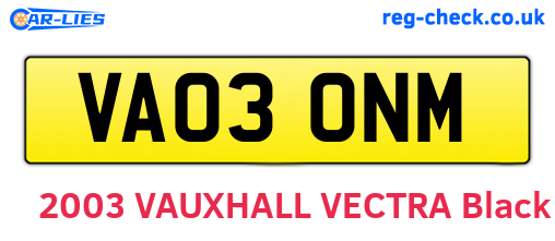 VA03ONM are the vehicle registration plates.