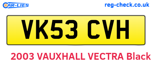 VK53CVH are the vehicle registration plates.