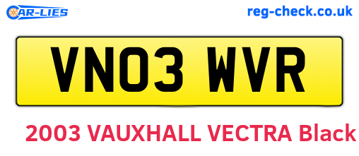 VN03WVR are the vehicle registration plates.