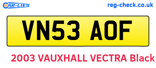 VN53AOF are the vehicle registration plates.