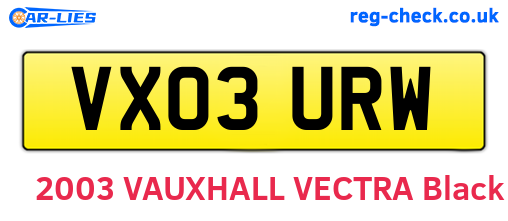 VX03URW are the vehicle registration plates.