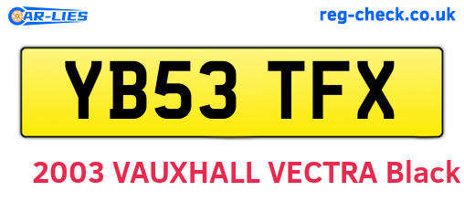 YB53TFX are the vehicle registration plates.