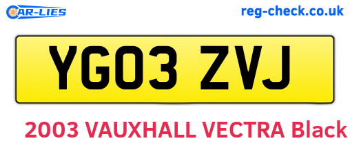 YG03ZVJ are the vehicle registration plates.
