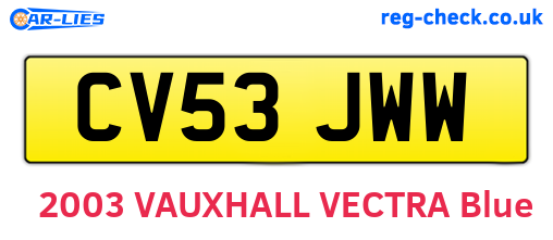 CV53JWW are the vehicle registration plates.