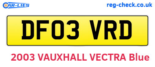 DF03VRD are the vehicle registration plates.