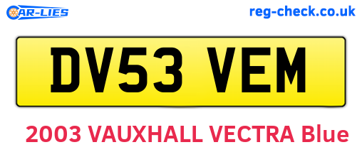 DV53VEM are the vehicle registration plates.
